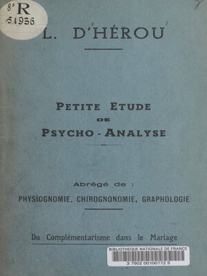cover image of Petite étude de psycho-analyse